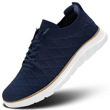 Imagem de Sapato Oxford masculino casual de malha respirável lazer clássico negócios moda tênis leve confortável trabalho sola macia sapatos masculinos, Azul escuro, 38