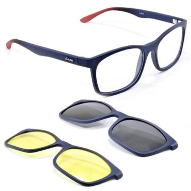 Imagem de Oculos Quadradinho Sport Armação ClipOn Dia Noite Smart 950, Azul