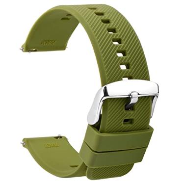 Imagem de TStrap Pulseiras de relógio de silicone de borracha - pulseira verde de liberação rápida macia - pulseira de relógio militar impermeável para homens e mulheres - para relógios inteligentes de