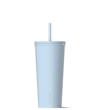 Imagem de Hydrapeak Copo térmico Journey 740 ml com tampa e canudo, copo de café gelado, garrafa de água de aço inoxidável reutilizável, caneca de viagem, presentes para mulheres e homens, azul pó