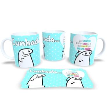 Imagem de Caneca de Porcelana Branca Personalizada Familia e familiares Azul (cunhada)