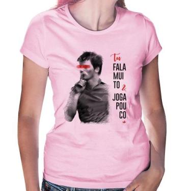 Imagem de Baby Look Fala muito & Joga pouco - Foca na Moda, Rosa bebê, M