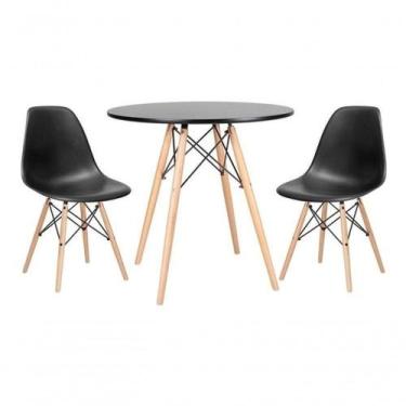 Imagem de Kit Mesa Jantar Eiffel 80cm Preta + 2 Cadeiras Eames Eiffel - DECORESH