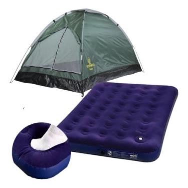Imagem de Kit Barraca Camping 3 Lugares C/ Colchão Casal Acampamento - Guepardo,