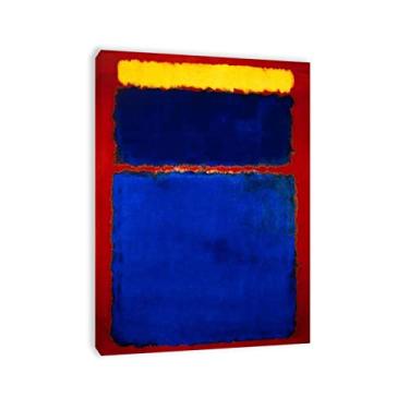 Imagem de Arte de parede famosa emoldurada - Mark Rothko'Blue on Blue with Yellow' Poster Color Abstract Graffiti Canvas Wall Art - Impressão de pintura famosa em tela - Imagem para decoração de sala de estar