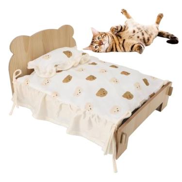 Imagem de Cama de Animais de Estimação de Madeira Elevada, sofá -Cama de Gato de Suporte de Estilo Moderno Com Colchão de Colchão, Assembléia, Cama de Dormir Quente para Cachorro Coelho