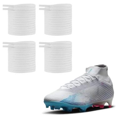 Imagem de UamGlsob 2 pares de cadarços de chuteiras de futebol para sapatos Mercurial, 5/32" (4 mm) de substituição de cadarços de futebol fino para tênis, Branco, 54"/140cm