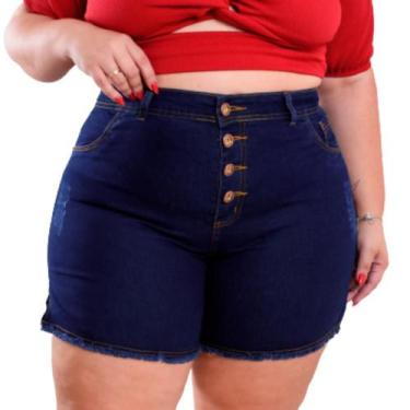 Imagem de Short Jeans Feminino Cintura Alta Elastano Bermuda Plus Size - karha J