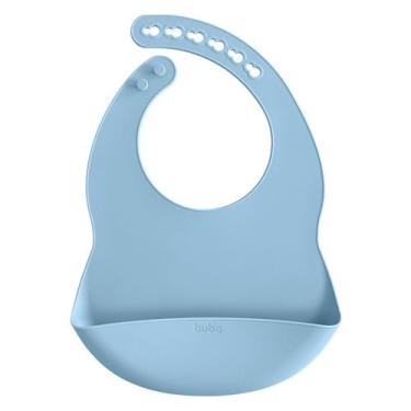 Imagem de Babador Bebê com Bolso Pega Migalhas Lavável Silicone Buba, Azul