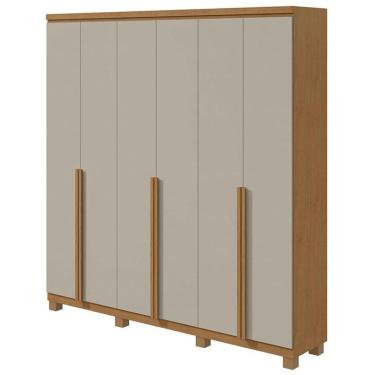 Imagem de Guarda Roupa Casal Alonzo 6 Portas Amêndoa Clean Off White com Pés - Lopas