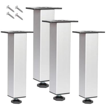 Imagem de Kit 4 Pé Alumínio 17cm Fosco Cozinha Móveis 40x40 Regulável