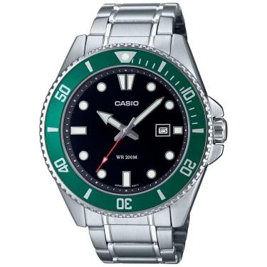 Imagem de Relógio CASIO masculino analógico prata verde MDV-107D-3AVDF