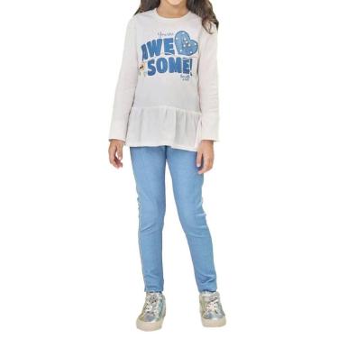 Imagem de Conjunto Juvenil Feminino Kukiê Blusa e Legging Off White - 7987-Feminino