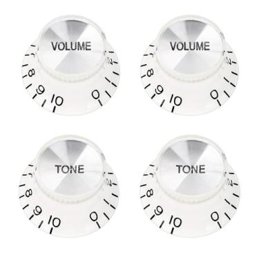 Imagem de Banworks Botões de controle de guitarra dos anos 60 24 estrias imperiais 6 mm (15/162.6 cm) 2 tons + 2 botões de volume, botões de velocidade superior de alumínio para guitarras Gibson Les Paul SG,