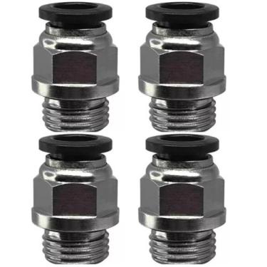 Imagem de 4 Conexão Pneumática Engate Rápido Reta Rosca 3/8 Tubo 8mm - AKME