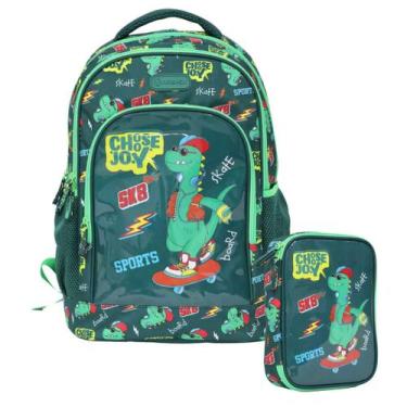 Imagem de Kit Rabisk Teen Dino Skate Mochila + Estojo Box Verde