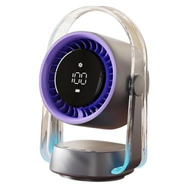 Imagem de WeiLaiKeQi Fan do ventilador de resfriamento Fã de 100 engrenagens com luz, mesa ou suspenso, timer silencioso de alta velocidade recarregável para o dormitório, Roxo