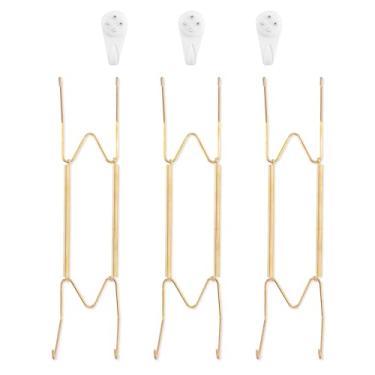 Imagem de Cabides de parede para parede de 25 a 35 cm, pacote com 3, dourado