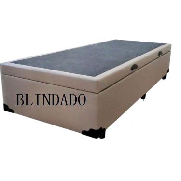 Imagem de Cama Box Baú Solteirão King Blindado Sintético Bege (42x96x203)