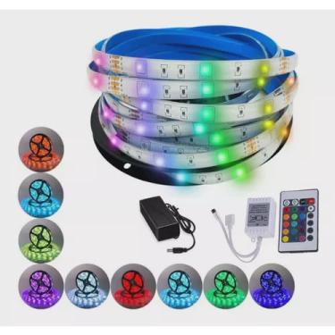 Imagem de Fita De Led 5050 Rgb Colorida Com Controle Ip65 Externa
