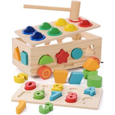 Imagem de Classificador de formas Jessruly Wooden Pound A Ball Montessori Puzzle
