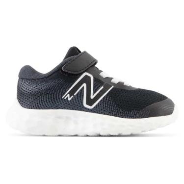 Imagem de New Balance Tênis de corrida infantil 520 V8 Bungee Lace, Preto/Branco/Phantom, 4 Infant