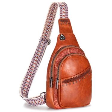 Imagem de Magibag Bolsa tiracolo feminina moderna de couro, pochete de peito, mochila transversal para viagens, Marrom, One Size, Clássico