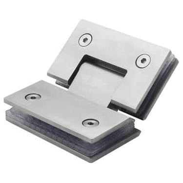 Imagem de Dobradiça de porta de escova de níquel de vidro sem moldura de aço inoxidável 90 graus de grampo de banheiro clipe de vidro dobrável para móveis de cozinha doméstica, dobradiça Ss-135