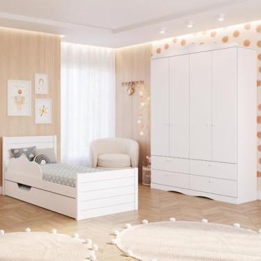 Imagem de Quarto Infantil Completo Bicama Guarda Roupas 4 Gavetas 4 Portas Provençal 100% Mdf