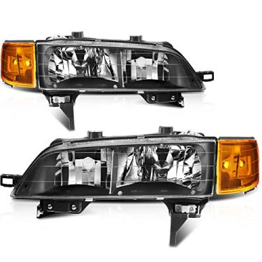 Imagem de LBRST Conjunto de farol adequado para Honda para Accord 1994-1997 alojamento preto refletor âmbar lente transparente par lateral 33150-SV4-A02 33100SV4A02