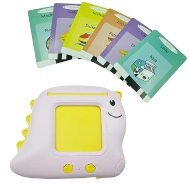 Imagem de Brinquedo Card Infantil Cartão Fala Inglês Português Dino Apraxia Autismo - Rosa