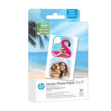 Imagem de HP Papel fotográfico pré-cortado de zinco premium 2 x 3 polegadas, 30 folhas, compatível com impressoras fotográficas HP Sprocket
