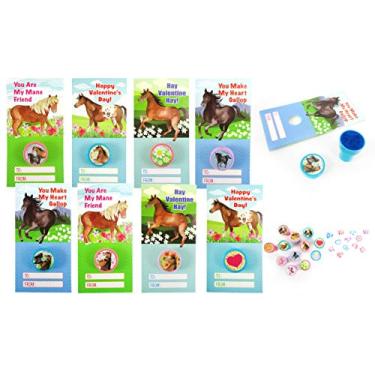 Imagem de Pacote com 36 cartas de pônei com carimbos de cavalo para o dia dos namorados, sala de aula, prêmios de festa de aniversário