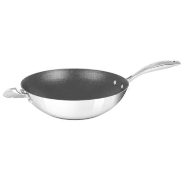 Imagem de Scanpan Wok adequado para indução antiaderente HaptIQ de 32 cm, exterior de aço inoxidável polido espelhado