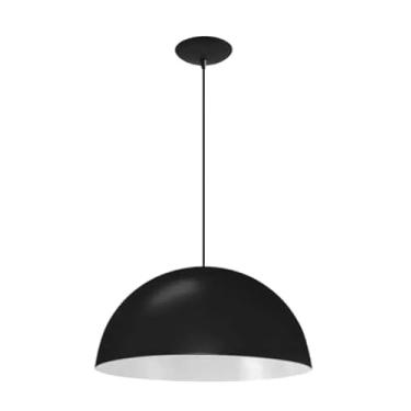 Imagem de Pendente Meia Lua Domus 30Cm Alumínio Preto Com Interior Branco