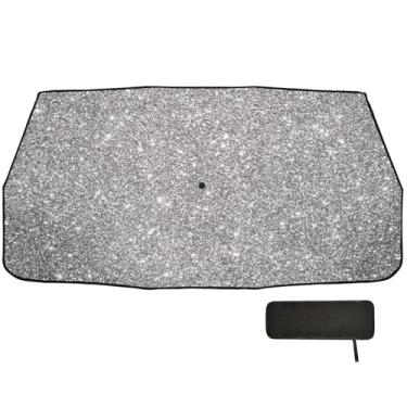 Imagem de Sombra de guarda-chuva cinza brilhante prata brilhante para para-brisas de carro proteção de isolamento térmico protetor solar para janela de carro 147 x 75 cm material de carro