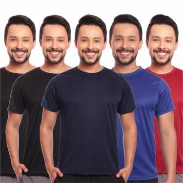 Imagem de Kit 5 Camisas Masculina Manga Curta Dry Fit Proteção Uv - Brás e Cia, 