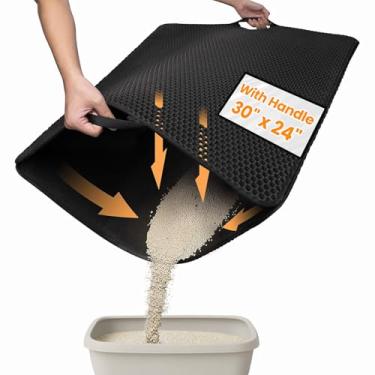 Imagem de Conlun Tapete de areia para gatos Tapete de armadilha de areia de gatinho 76 cm x 61 cm preto