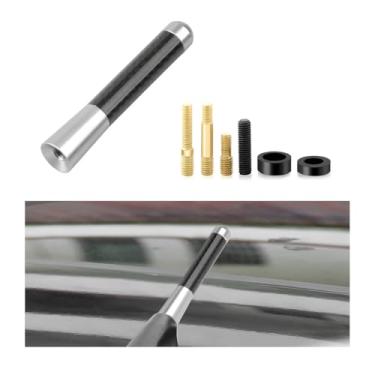 Imagem de Yourkar Antena curta para carro, antena curta de alumínio de 8,5 cm para montagem automática no telhado, substituição de mastro de antena de rádio com parafusos universais para a maioria dos veículos