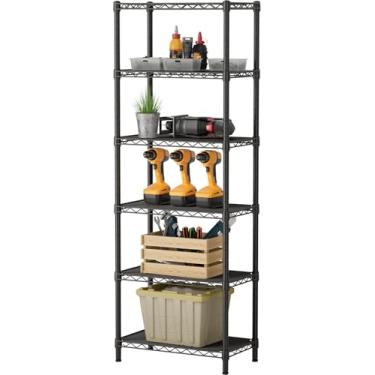 Imagem de SINGAYE 6 prateleiras pequenas de arame, despensa de cozinha, organizadores de casa e armazenamento, prateleira de banheiro, lavanderia, organização, ajustável, estante de garagem de metal