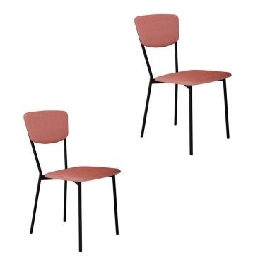 Imagem de Conjunto com 2 Cadeiras Retrô Poliéster Rosa e Preto