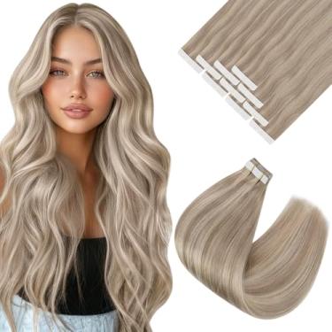 Imagem de Ve Sunny Fita Em Extensões De Cabelo Humano Real Remy Invisível Para Mulheres Loiro Acinzentado Com Mechas Descolorantes 22" 10 Unidades 25G