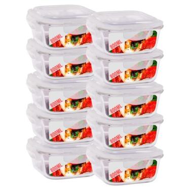 Imagem de Kit 10 Potes 800ml de Vidro Marmita Tampa Hermetico Não Vaza - QUALITY