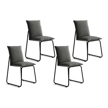 Imagem de Kit 4 Cadeiras de Cozinha Soft 1750 4 Uni Preto/Linho Grafite - Carraro