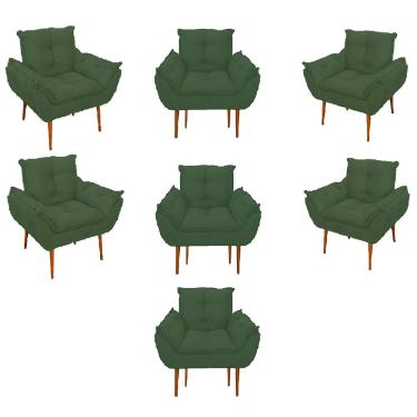 Imagem de Kit 07 Poltronas Decorativas Opala Retro Consultório Cor:verde