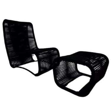 Imagem de Espreguiçadeira Corda Náutica Kiev Preto - 1 Poltrona + Mesa Centro - 