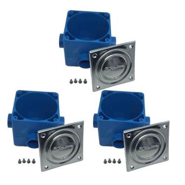 Imagem de Kit Piscina 3 Caixas De Passagem Pooltec Com Tampa Em Inox