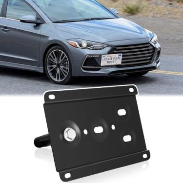 Imagem de Suporte de placa de carro para para-choque dianteiro compatível com Hyundai Elantra Sport 2017-2021 Hyundai Elantra GT 2017-2021 sem broca gancho de reboque frontal moldura para placa de carro
