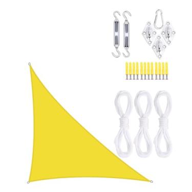 Imagem de TBATM Grande Jardim Sombra Vela Impermeável 5x5x7.1m Toldos,Triângulo Sol Sombra Vela 95% Uv Bloco,Triângulo Sol Toldo com Kit de Fixação,Vela Parasol para Pátio Varanda Piscina Bbq,Yellow