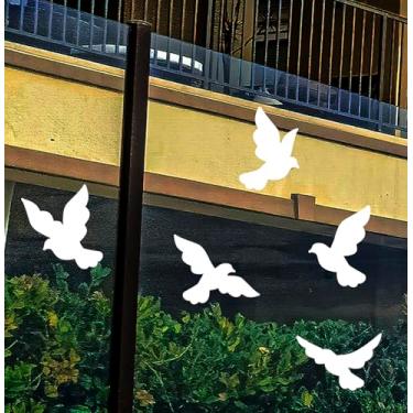 Imagem de Adesivo Pássaros Para Evitar Colisão Em Janelas Vidros sacadas varandas evita acidentes com aves passarinhos (40, BRANCO)